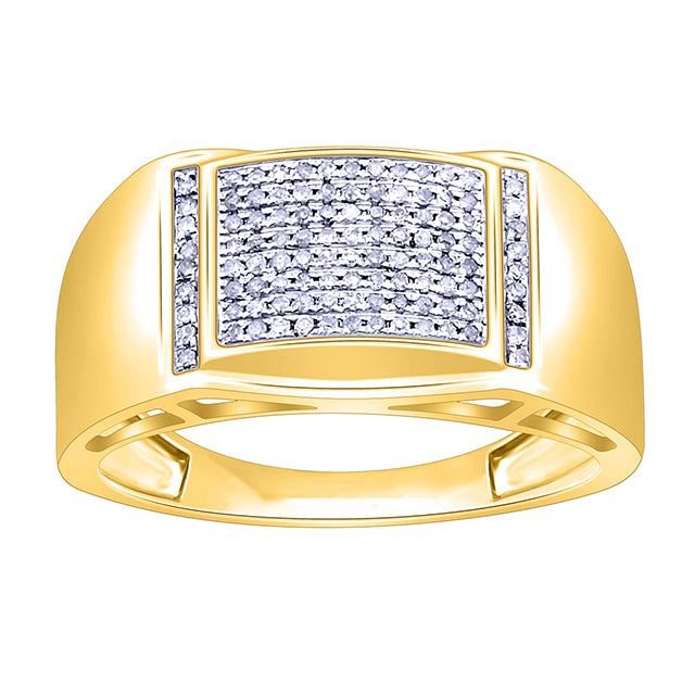 Micro Pave Men's Ring With 0.17 Carat TW Of Diamonds In 10K Yellow Gold