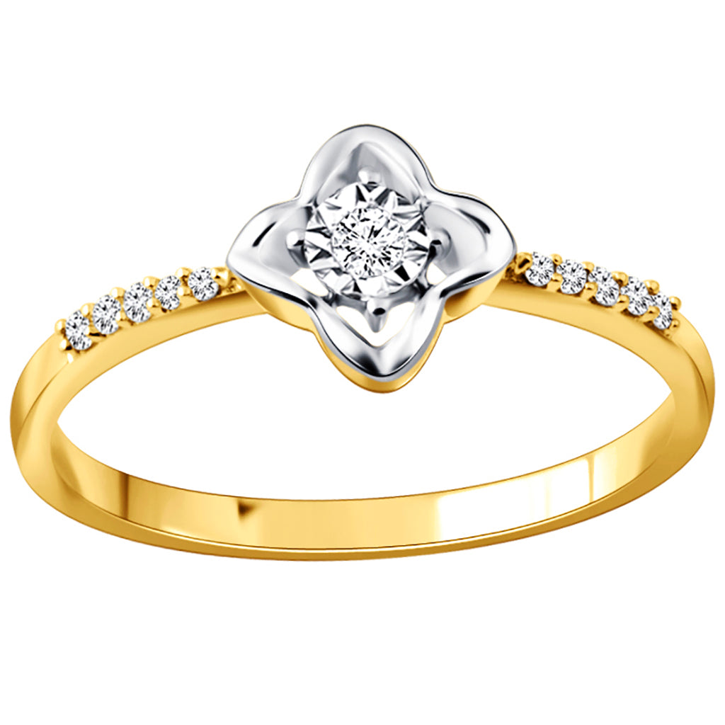 Flower Ring with 0.07 Carat TW of Diamonds in 10K Yellow Gold