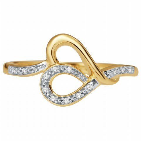 Heart Promise Ring With 0.04 Carat TW Of Diamonds In 10K Yellow Gold