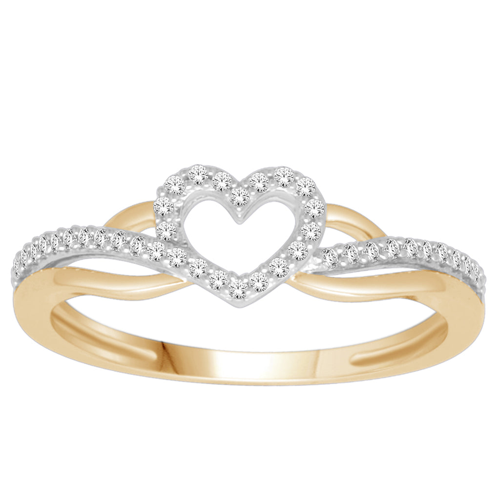 Heart Promise Ring With 0.10 Carat TW Of Diamonds In 10K Yellow Gold