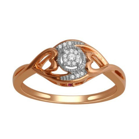 Heart & Round Engagement / Promise Ring With 0.05 Carat TW Of Diamonds In 10K Rose Gold