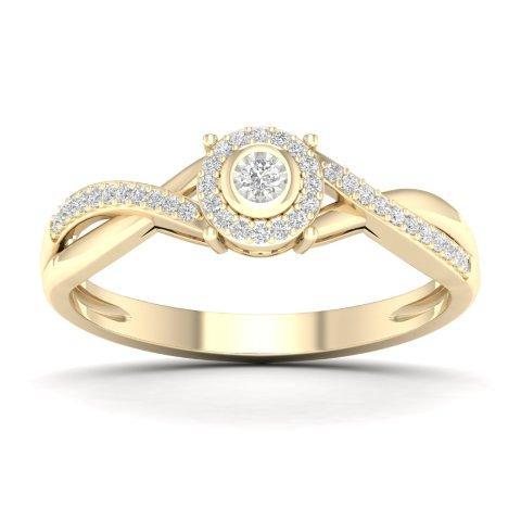 Round Engagement / Promise Ring With 0.10 Carat TW Of Diamonds In 10K Yellow Gold