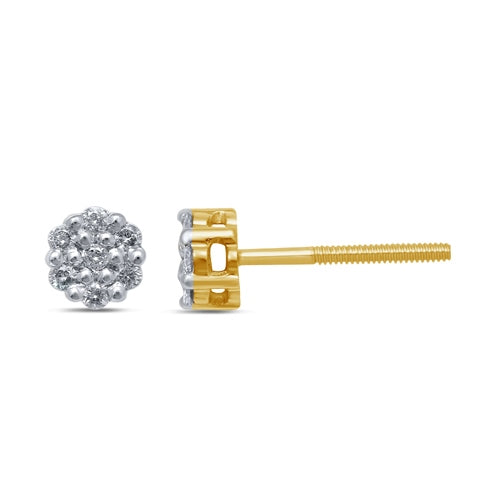Flower Studs / Earrings With 0.10 Carat TW Of Diamonds In 10K Yellow Gold