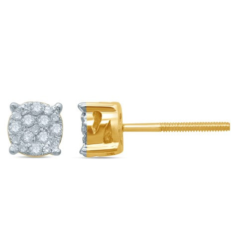 Round Studs / Earrings With 0.14 Carat TW Of Diamonds In 10K Yellow Gold