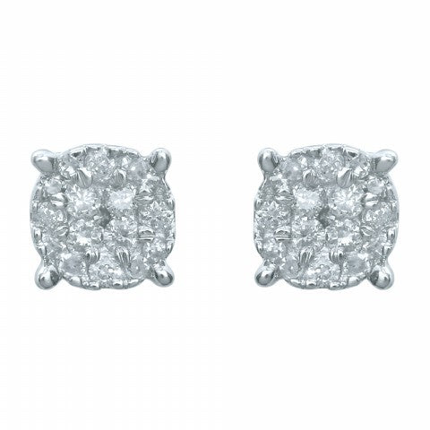 Round Studs / Earrings With 0.10 Carat TW Of Diamonds In 10K Yellow Gold