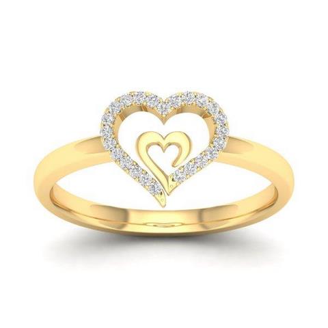 Heart Promise Ring With 0.06 Carat TW Of Diamonds In 10K Yellow Gold
