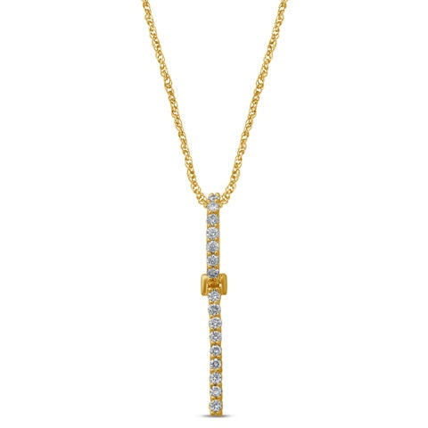 Initial "I" Charm Pendant With 0.24 Carat TW Of Diamonds In 10K Yellow Gold